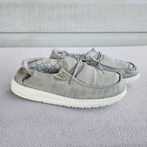 Hey Dude Wendy Youth Linen Beige Slip-On Loafer SZ K13 Casual